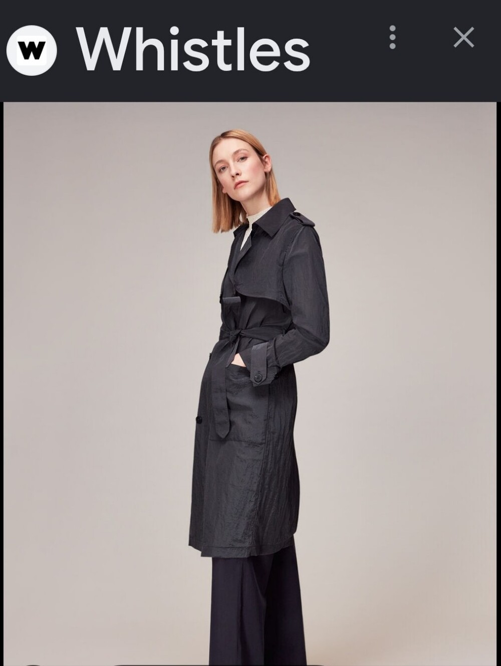 Whistles Dark Gray Belted Trench Coat